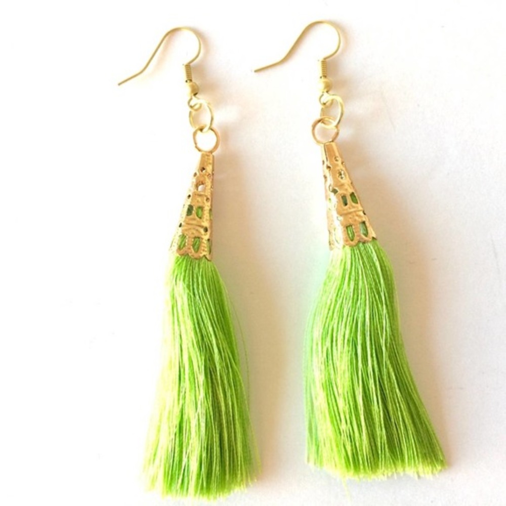 Luck O'‎ The Irish Green Tassel Earrings